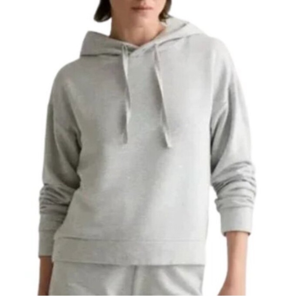 Quince Super Soft Fleece Pullover Hoodie Sweatshirt Heather Grey Size M